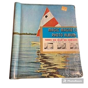 Vintage Magic Magnetic Photo Album Sailboat 16 Pages Never Opened 8 x 11”